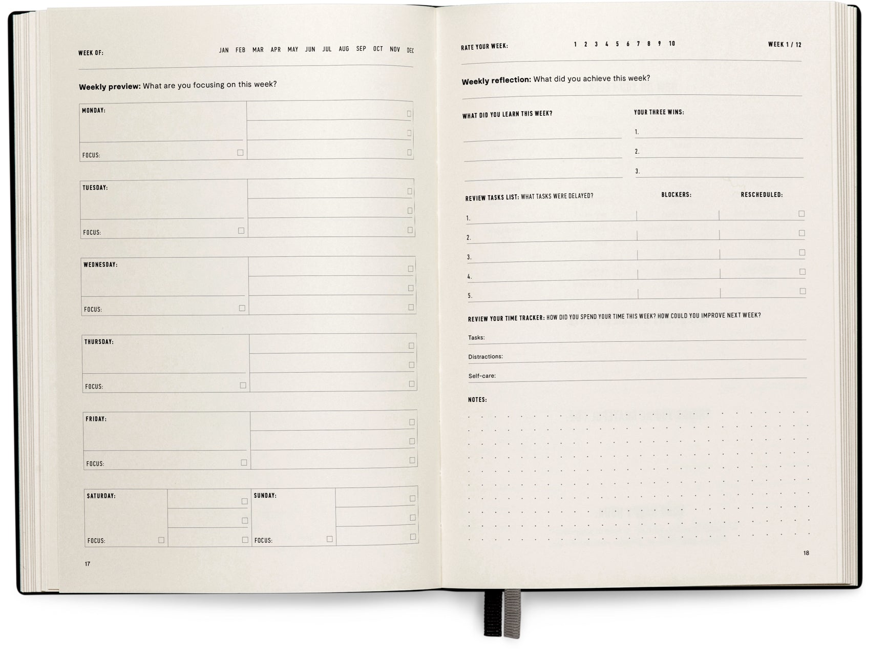 An example of blank pages in the MindJournal